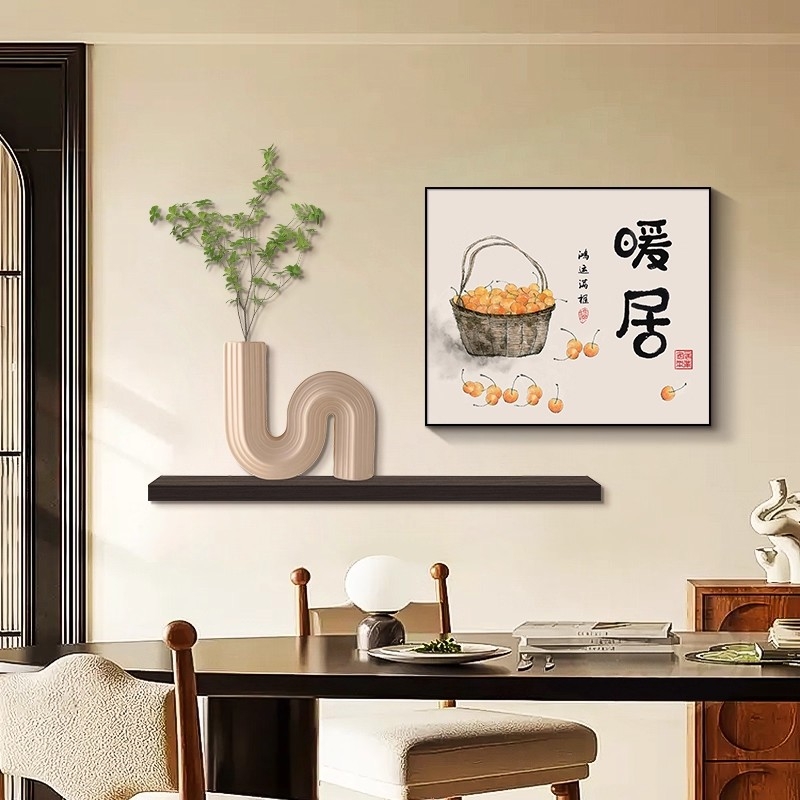 暖居餐厅装饰画新中式高档饭厅餐桌背景墙挂画2025新款绿植组合画