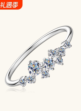 抖音网红同款酷小众设计莫桑石戒指女满天星纯银指环潮高级感饰品