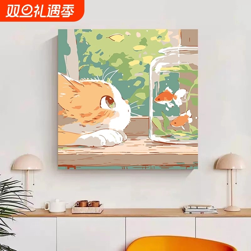 2025新款数字油画小尺寸简单手绘儿童手工填充益智治愈风景唯美