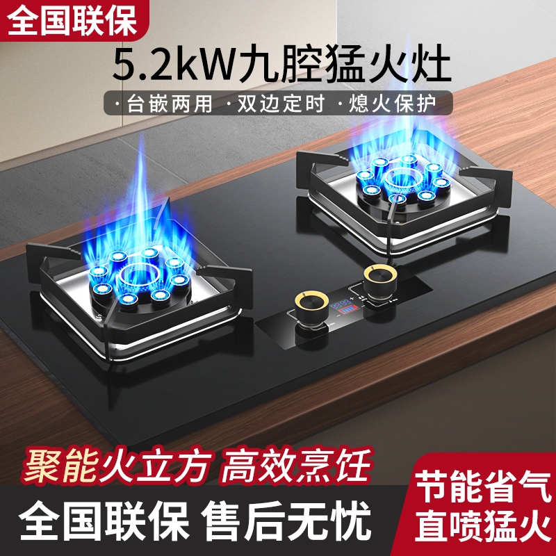 好太太燃气灶双灶家用天然气猛火