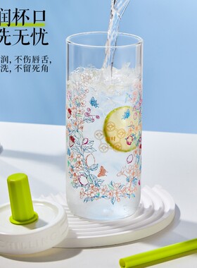 【遇冷变色】加厚高硼硅玻璃水杯吸管杯1个起
