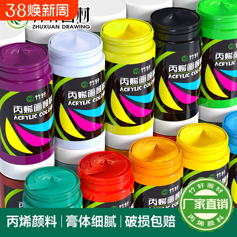丙烯颜料套装300ml大容量防水不掉色室外墙绘涂鸦画鞋衣服手绘美术绘画石头24色100ml染料画布耐晒DIY创意