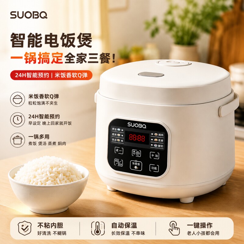 苏泊电饭煲1到2人迷你小型蒸煮智能2到3人家用多功能3到4人电饭锅图片