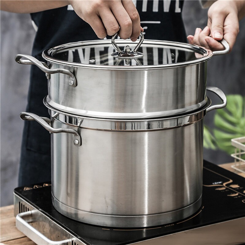 苏泊尔加厚304不锈钢小蒸锅双层家用汤锅蒸煮炖小型蒸笼电磁炉燃S