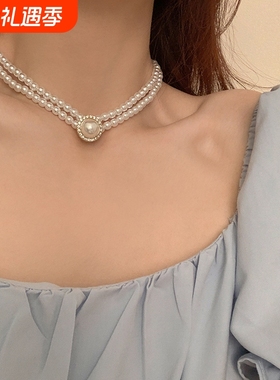 双层珍珠项链颈链女款轻奢小众