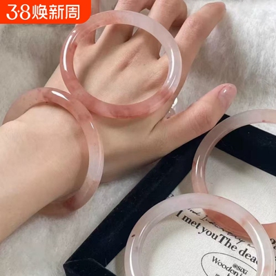 爆款圆条金丝玉桃花酿仿手镯新疆气质粉色可爱甜美系百搭温柔女款