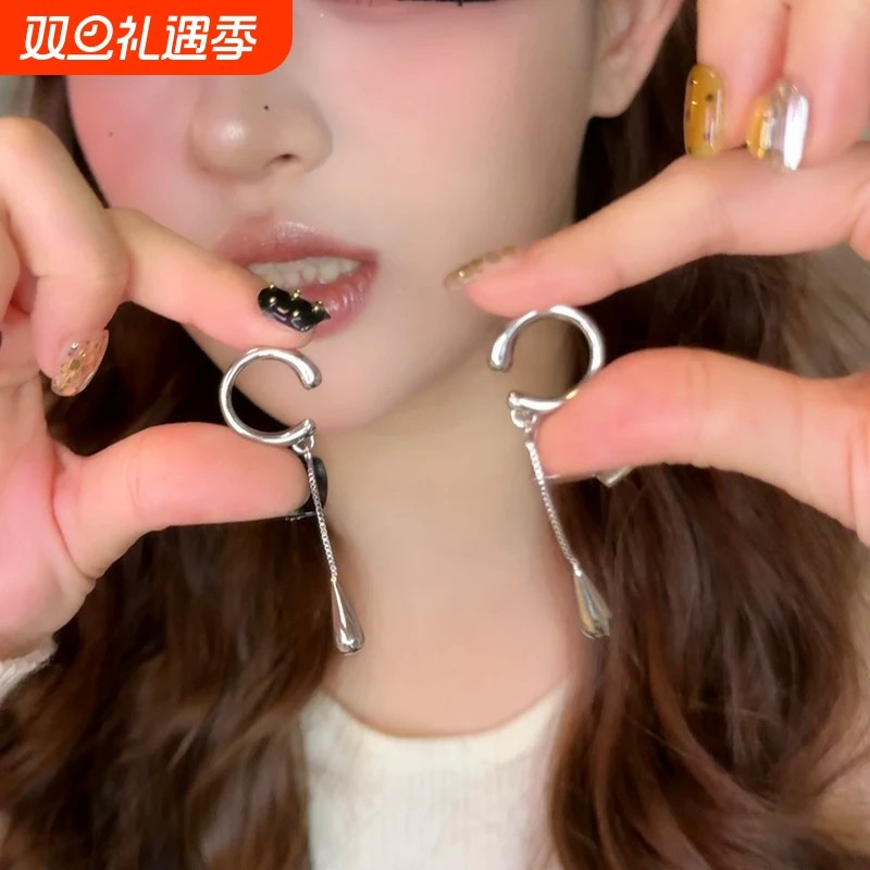 欧美风个性耳夹光面水滴耳环无耳洞ins冷淡风复古耳骨夹时尚通勤