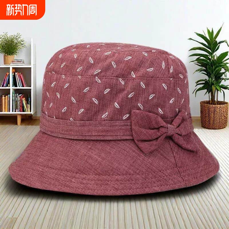 中年妈妈帽子女士春秋季中老年人老太太薄款布帽奶奶礼帽遮阳平顶