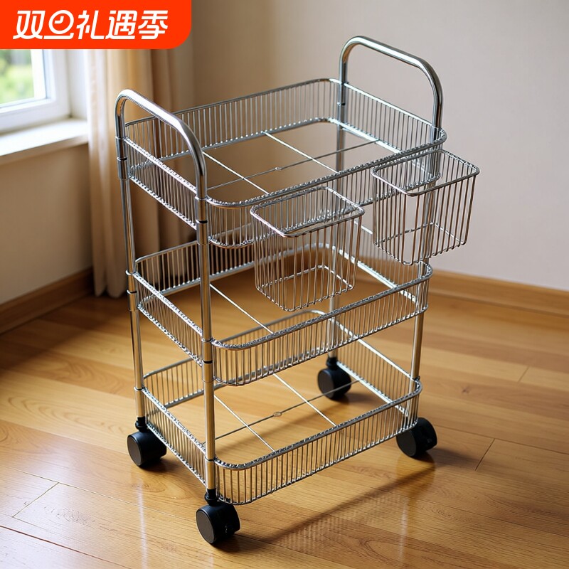 亚克力零食置物架小推车落地移动浴室卫生间收纳盒多层化妆品书本