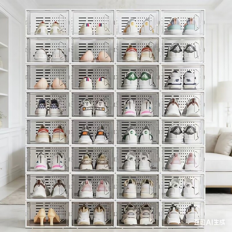 加厚鞋盒收纳盒透明鞋子鞋柜神器鞋收纳抽屉式整理箱塑料折叠鞋架