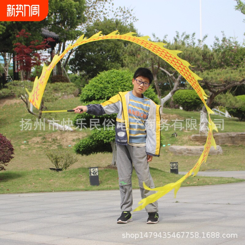 甩龙舞龙儿童手舞龙彩带舞健身龙带道具彩带棒耍空竹龙彩条广场舞
