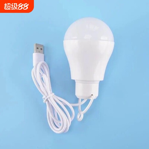 USB灯泡户外应急5vLED球泡灯5w地摊灯数据线led随身灯小夜灯