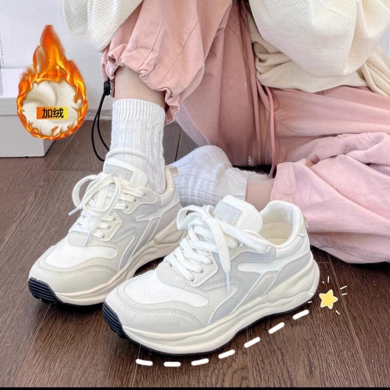 同款加绒保暖秋冬运动鞋轻便老爹增高百搭学生跑步鞋子网面圆头