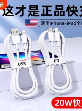 适用iPhone17数据线16promax苹果15充电线14pd闪充13手机12车载ipad器11正品7plus单头6原8x装2米20W快充套装