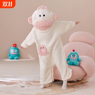 白色丑鱼儿童连体睡衣秋冬季