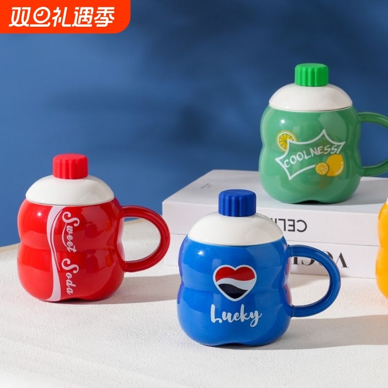 咖啡马克杯陶瓷喝水杯子女创意个性潮流办公室男带盖勺子情侣家用