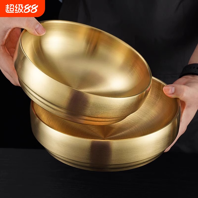 韩式冷面碗双层不锈钢泡面碗拉面碗防烫韩国拌饭碗大汤碗螺蛳粉碗