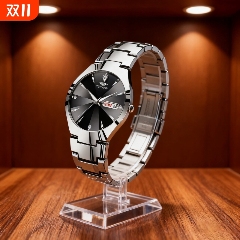 男款手表防水石英腕表高级感男士全自动非机械表正品名牌钢带商务