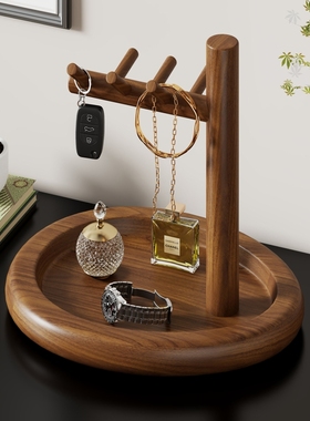 实木入户玄关门口钥匙收纳置物架