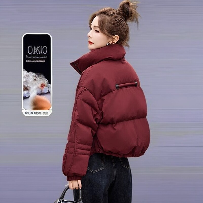 户外短款羽绒服女小个子冬装2025新款韩版时尚立领白鸭绒外套高端