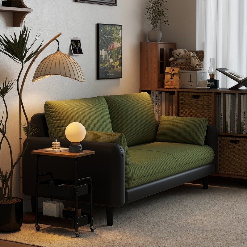 复古双人沙发出租房公寓布艺小沙发小户型店铺客厅三人位直排科技