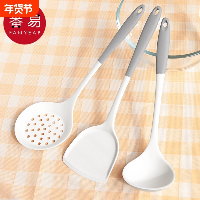 锅铲/硅胶B1vq0-家用厨房炒菜铲子汤勺漏勺刮刀不伤锅烙饼耐用,厨房/烹饪用具,锅铲,淘宝优惠券,粉丝福利购,淘宝优惠卷