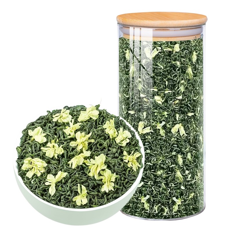 茉莉飘雪浓香型茉莉花茶嫩芽绿茶毛尖130g每罐多规格