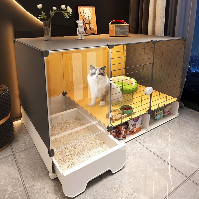 加高猫笼子猫砂盆厕所一体家用室内超大空间一室一厅一卫猫窝别墅