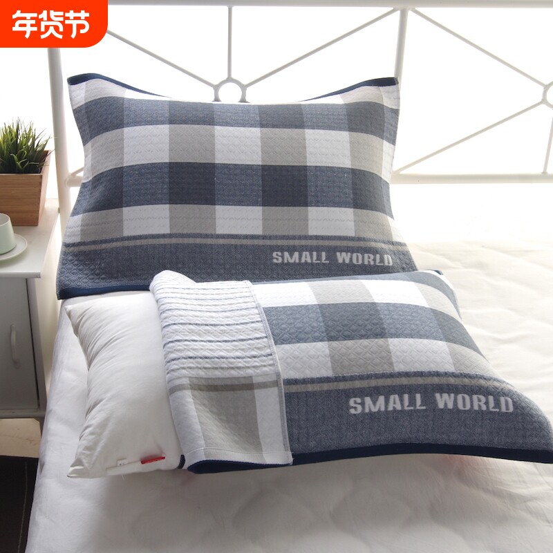 绑带枕巾一对装2条防滑柔软加厚不掉毛耐脏成人情侣学生枕头盖巾