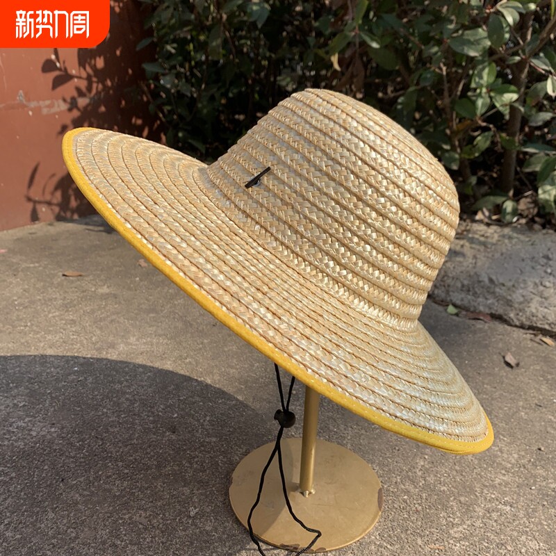 手工包边草帽麦秆草编农民中年劳保帽遮阳男女夏季大沿帽干活钓鱼