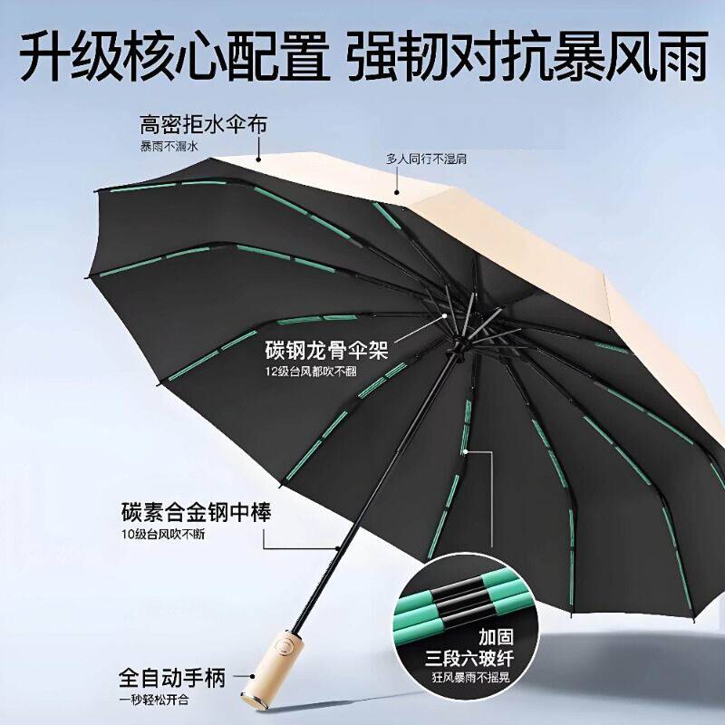 自动折叠加大加固晴雨两用防晒加厚遮阳伞多规格可选