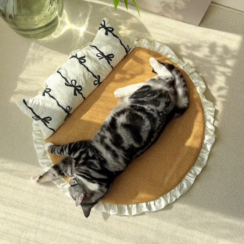 宠物猫咪凉席夏天降温透气藤席猫窝不粘毛可拆洗狗窝冰垫2026新款