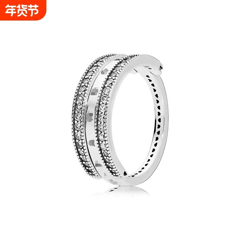 潘家多拉S925纯银高版本戒指同款爱心魔盒环绕情侣对戒 戒指女