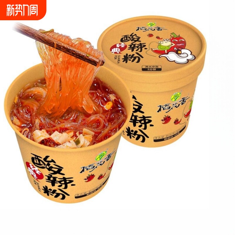 稻花香 重庆粉丝酸辣粉桶装 方便粉丝非油炸方便面泡面整箱6桶装
