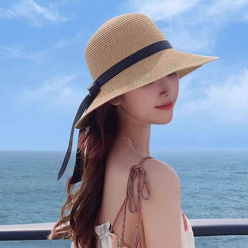 草帽女草编帽夏防晒沙滩帽海边太阳帽遮阳帽潮全脸大帽檐高颜值图片