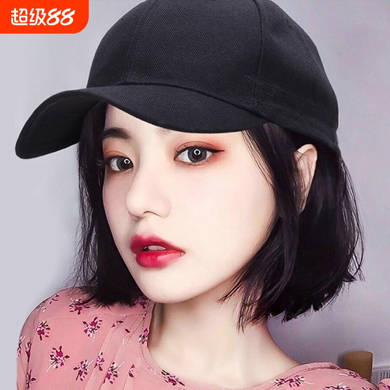 假发女帽子一体时尚鸭舌