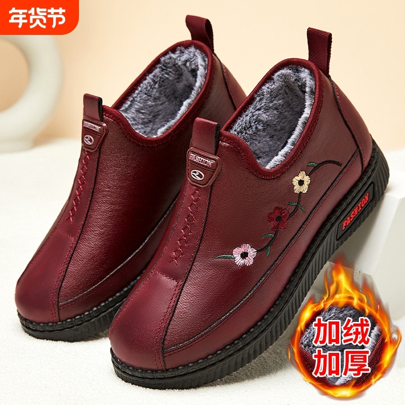 啄木鸟老北京棉鞋女冬季加绒妈妈鞋加厚老太太防滑软底防水布鞋奶,女鞋,棉鞋,淘宝优惠券,粉丝福利购,淘宝优惠卷