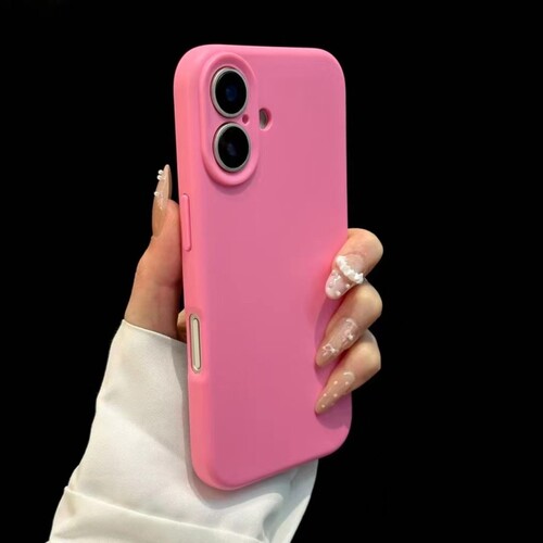 软糯玫红ins极简风适用iPhone16pro手机壳16promax液态硅胶15promax创意个性14pro全包大孔13/12全包镜头软壳