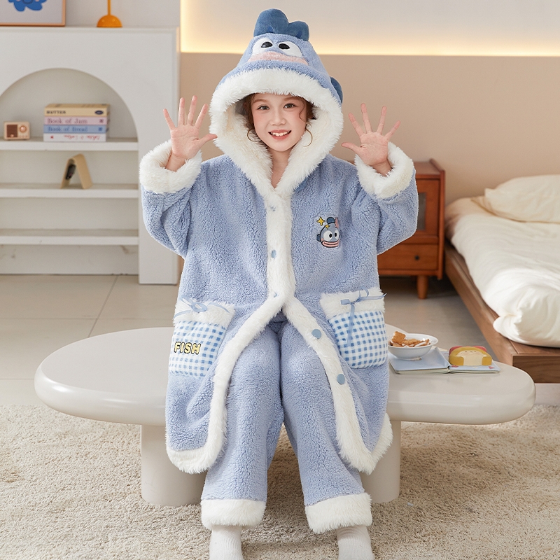2025女童睡袍儿童秋冬季女家居服
