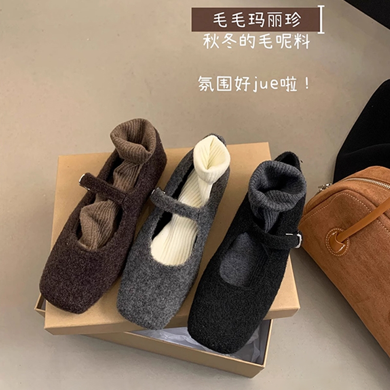 法式毛毛玛丽珍鞋女2025秋季新款高级感洋气平底单鞋晚晚加绒棉鞋