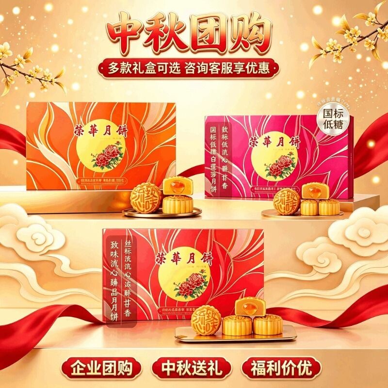 【荣华月饼】元朗荣华致味流心臻品多口味月饼礼盒装送礼中秋团购