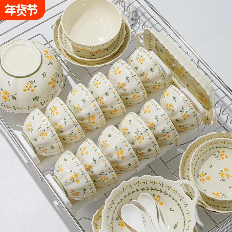 日式釉下彩碗碟套装家用陶瓷碗菜盘汤碗鱼盘米饭碗陶瓷餐具仪式感,餐饮具,西餐餐具套装,淘宝优惠券,粉丝福利购,淘宝优惠卷