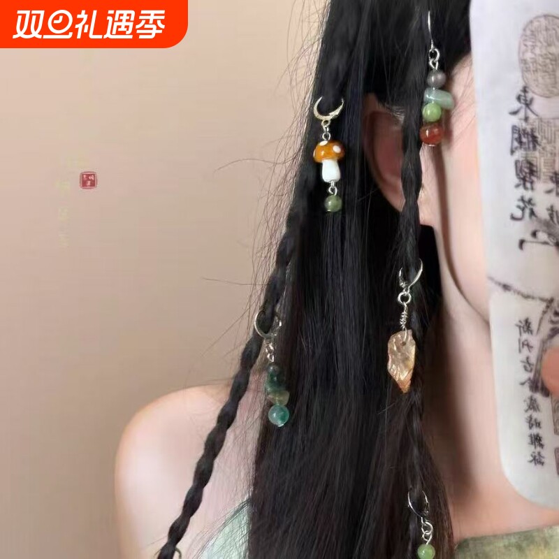 新中式长辫子小巧流苏发夹女夏天小众设计发夹可爱森系民族风发饰
