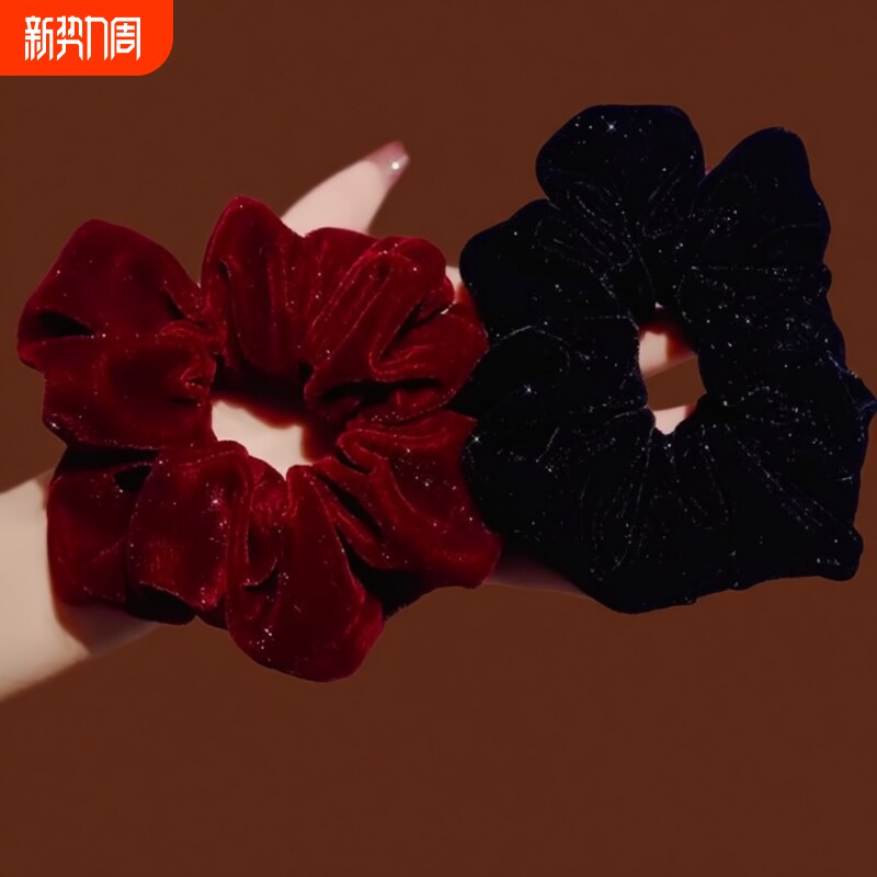 时尚气质满天星丝绒大肠发圈女丸子头扎头发绳皮筋头饰2025年新款