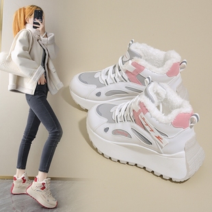 棉鞋女款冬季加绒加厚运动鞋2025新款防滑防水休闲女鞋学生女平底