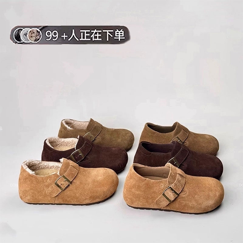 厚底内增高全包勃肯鞋女2025新款秋冬加绒博肯豆豆单鞋棉鞋雪地靴