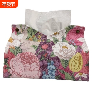 汽车餐巾大气花朵新款纸巾盒加厚创意纸巾纸抽车载家用皮革餐纸巾