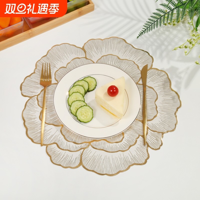 创意餐垫家用客厅高颜值牡丹花装饰垫餐厅防滑隔热西餐垫防烫防水