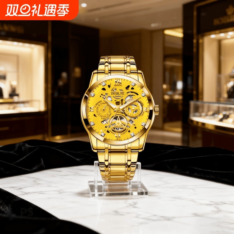 手表瑞士名表正品全自动机械风石英表商务高级感夜光防水时尚钢带