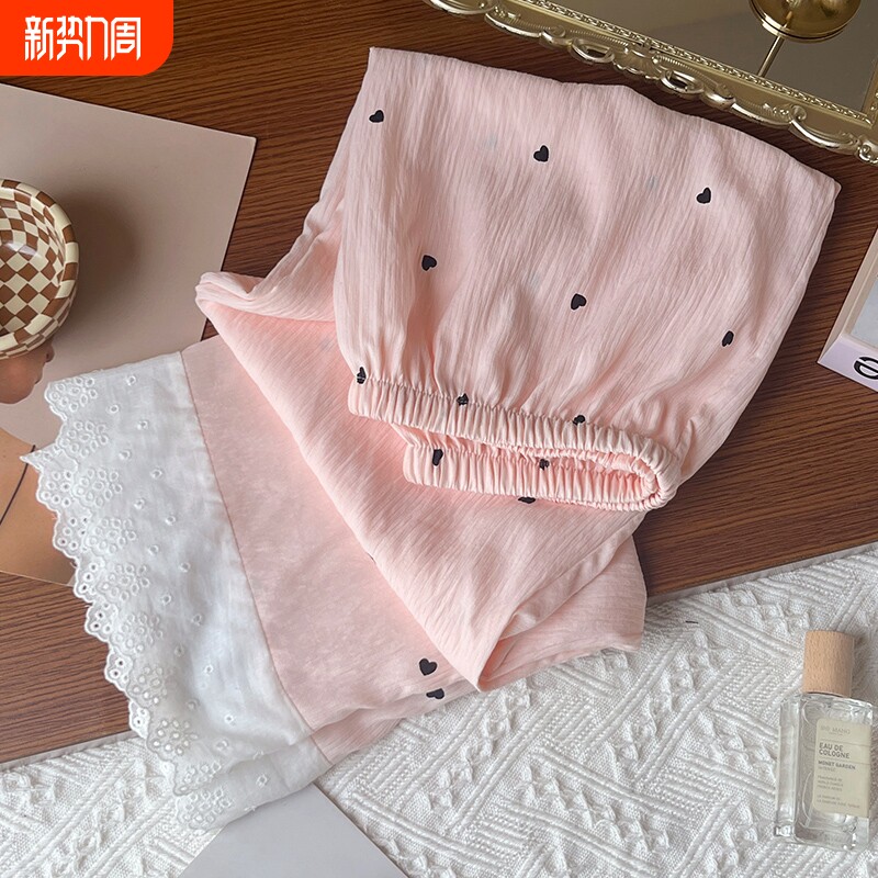 夏季新款云朵女家居睡裤卡通穿蚊裤长裤可外高级感花边休闲裤薄款